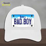 Bad Boy Iowa Novelty License Plate Hat Unconstructed Cotton / White