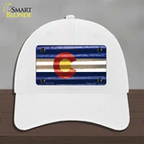 Colorado Corrugated Flag Novelty License Plate Hat Unconstructed Cotton White