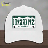 Corkscrew Pass Colorado Novelty License Plate Hat Unconstructed Cotton White
