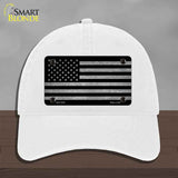American Flag Black and Gray Novelty License Plate Hat Unconstructed Cotton White