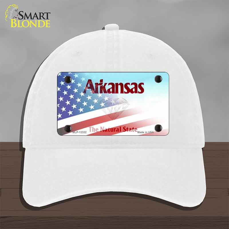 Arkansas with American Flag Novelty License Plate Hat HAT-MLP-12332