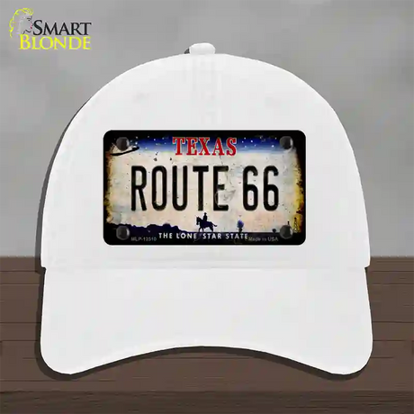 Route 66 Texas Rusty Novelty License Plate Hat Unconstructed Cotton / White