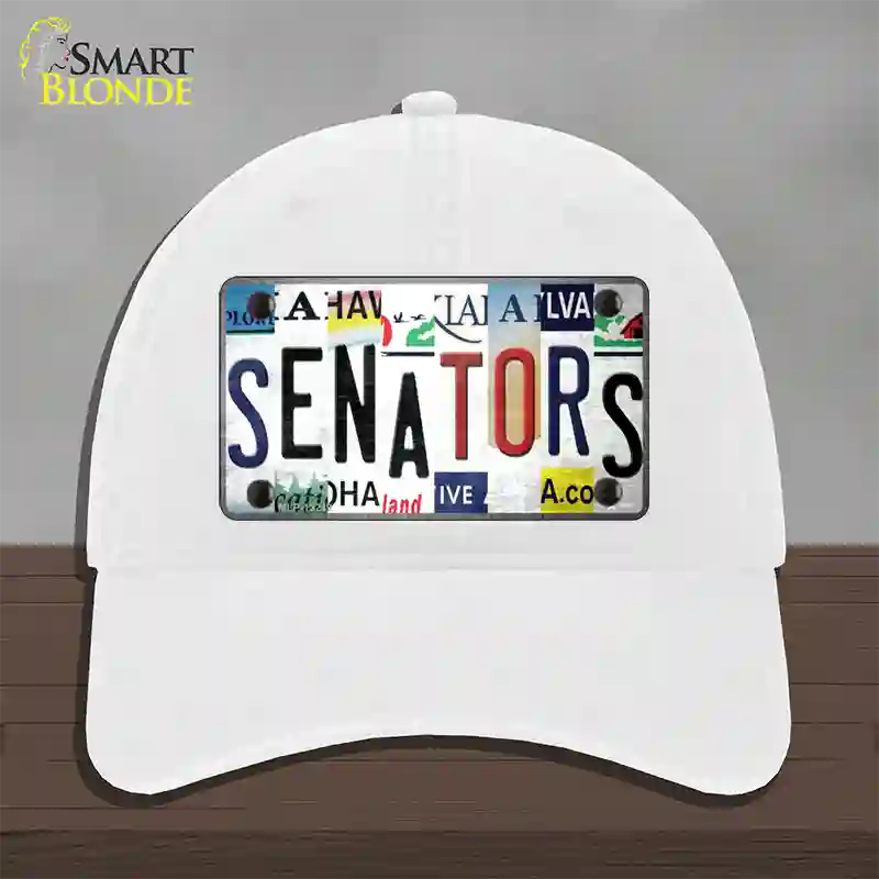 Senators Strip Art Novelty License Plate Hat Tag Unconstructed Cotton White