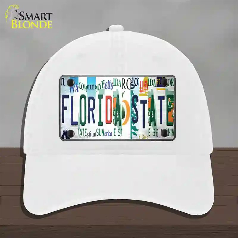 Florida State Strip Art Novelty License Plate Hat Tag Unconstructed Cotton White