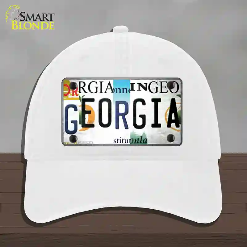 Georgia Strip Art Novelty License Plate Hat Tag Unconstructed Cotton White