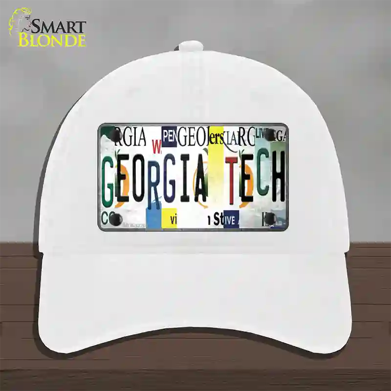 Georgia Tech Strip Art Novelty License Plate Hat Tag Unconstructed Cotton White