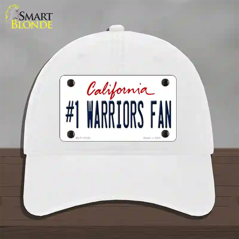 Number 1 Warriors Fan Novelty License Plate Hat Tag Unconstructed Cotton White