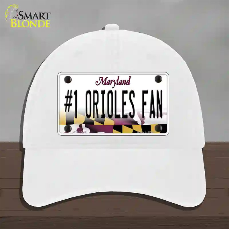 Number 1 Orioles Fan Novelty License Plate Hat Tag Unconstructed Cotton White