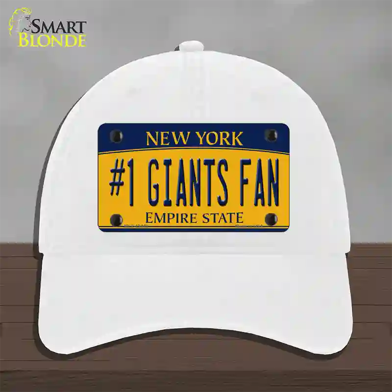 Number 1 Giants Fan New York Novelty License Plate Hat Tag Unconstructed Cotton White
