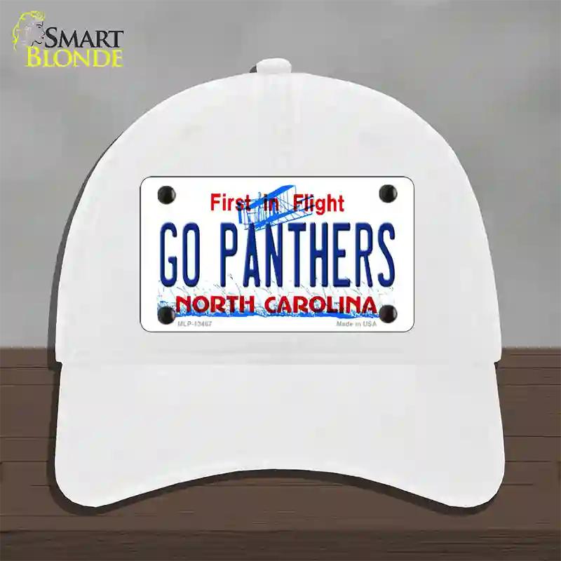 Go Panthers North Carolina Novelty License Plate Hat Tag Unconstructed Cotton White
