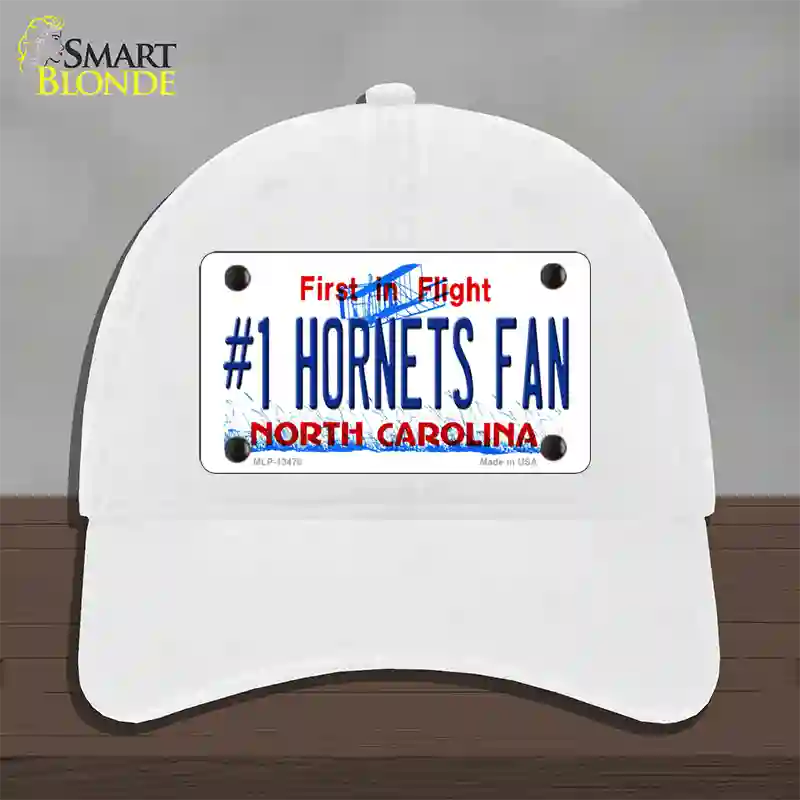Number 1 Hornets Fan Novelty License Plate Hat Tag Unconstructed Cotton White