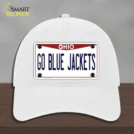Go Blue Jackets Novelty License Plate Hat Tag Unconstructed Cotton / White