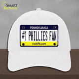 Number 1 Phillies Fan Novelty License Plate Hat Tag Unconstructed Cotton / White