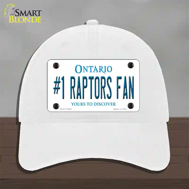 Number 1 Raptors Fan Novelty License Plate Hat Tag Unconstructed Cotton White