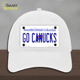 Go Canucks Novelty License Plate Hat Tag Unconstructed Cotton / White