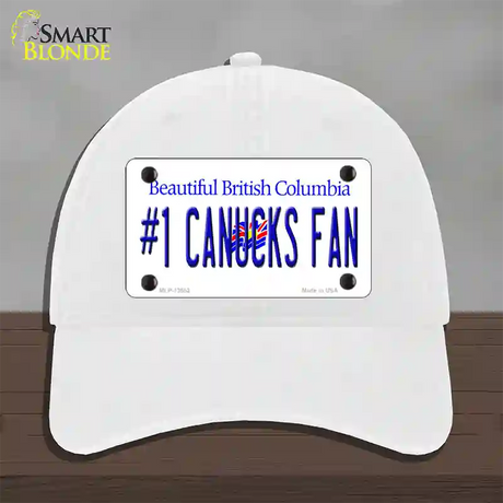 Number 1 Canucks Fan Novelty License Plate Hat Tag Unconstructed Cotton / White