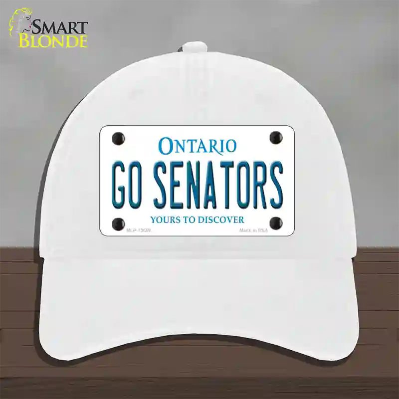 Go Senators Novelty License Plate Hat Tag Unconstructed Cotton White