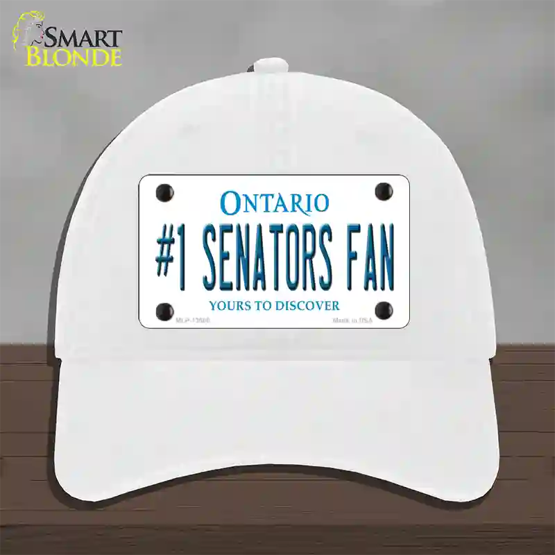 Number 1 Senators Fan Novelty License Plate Hat Tag Unconstructed Cotton White