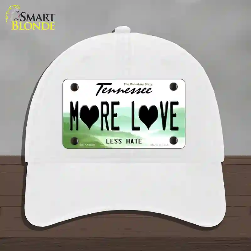 More Love Novelty License Plate Hat Tag Unconstructed Cotton White