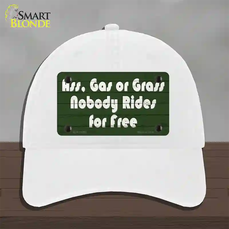 Ass Gas Or Grass Novelty License Plate Hat Tag Unconstructed Cotton White