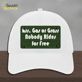 Ass Gas Or Grass Novelty License Plate Hat Tag Unconstructed Cotton White