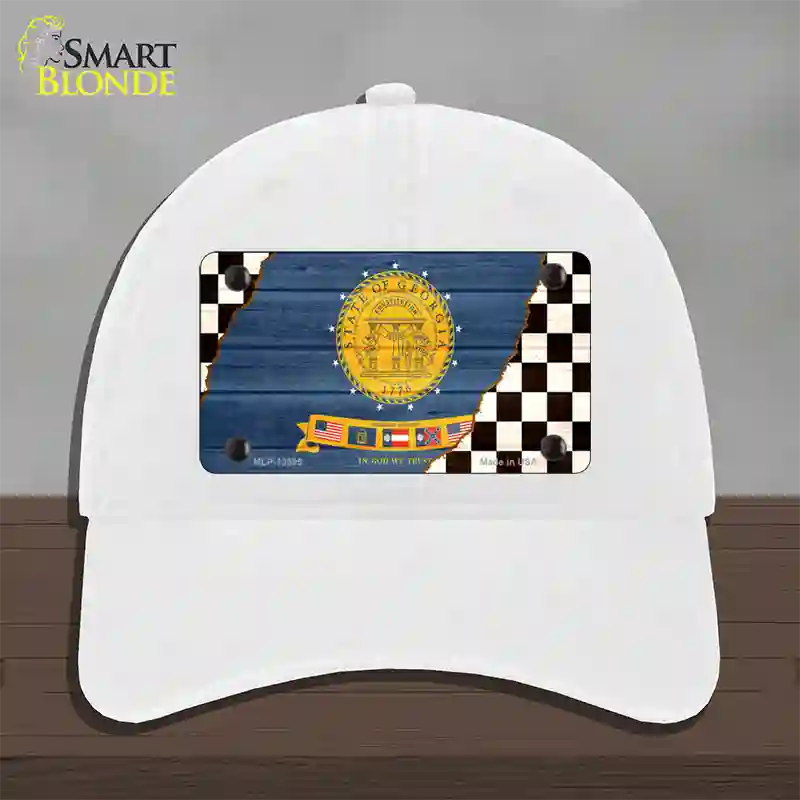 Georgia Racing Flag Novelty License Plate Hat Tag Unconstructed Cotton White