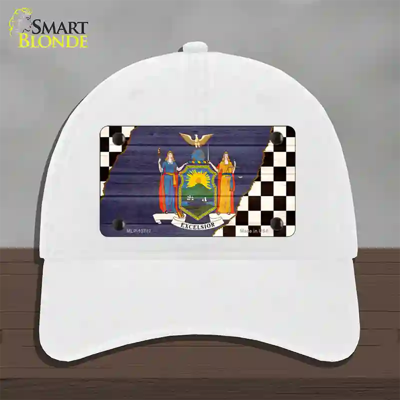 New York Racing Flag Novelty License Plate Hat Tag Unconstructed Cotton White