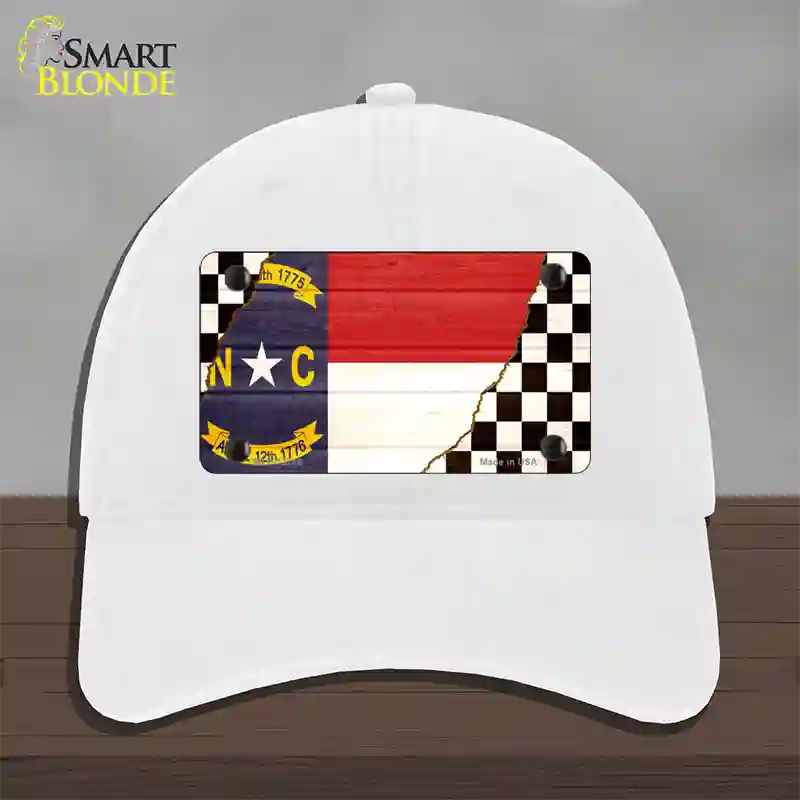 North Carolina Racing Flag Novelty License Plate Hat Tag Unconstructed Cotton White