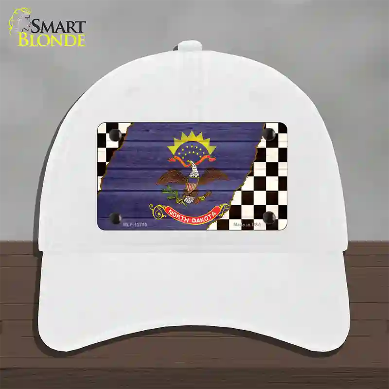 North Dakota Racing Flag Novelty License Plate Hat Tag Unconstructed Cotton White