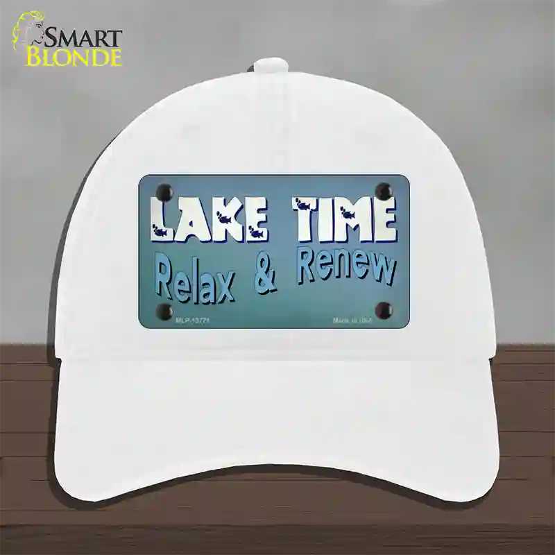 Lake Time Novelty License Plate Hat Tag Unconstructed Cotton White