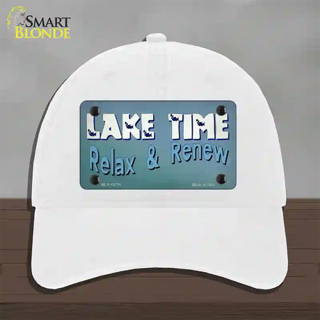 Lake Time Novelty License Plate Hat Tag Unconstructed Cotton White
