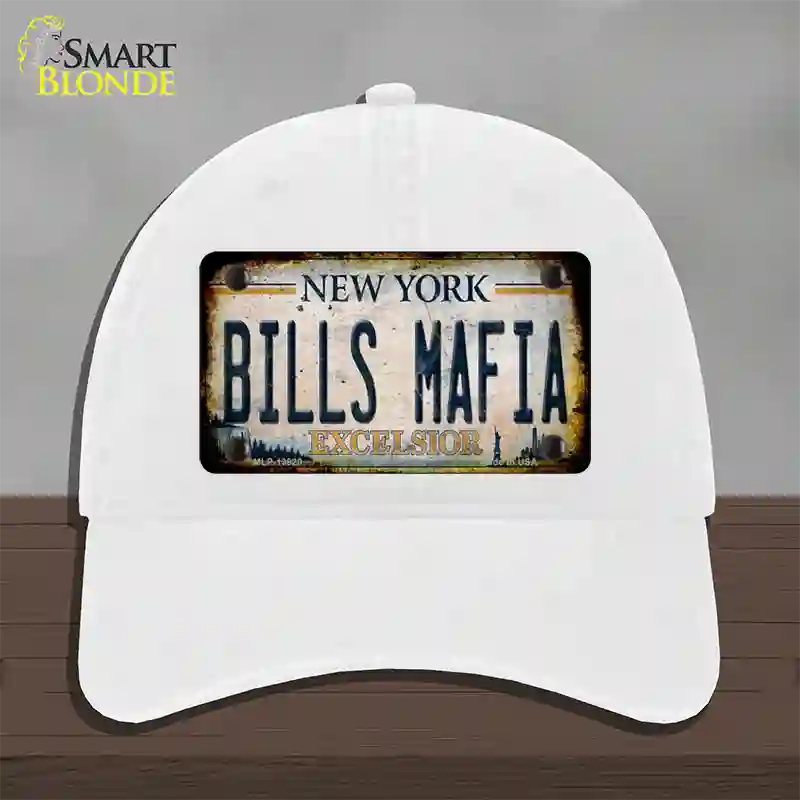 Bills Mafia New York Rusty Novelty License Plate Hat Tag Unconstructed Cotton White