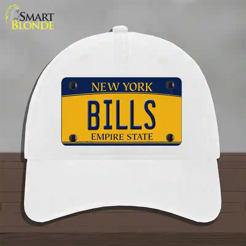 Bills New York Yellow Novelty License Plate Hat Tag Unconstructed Cotton White