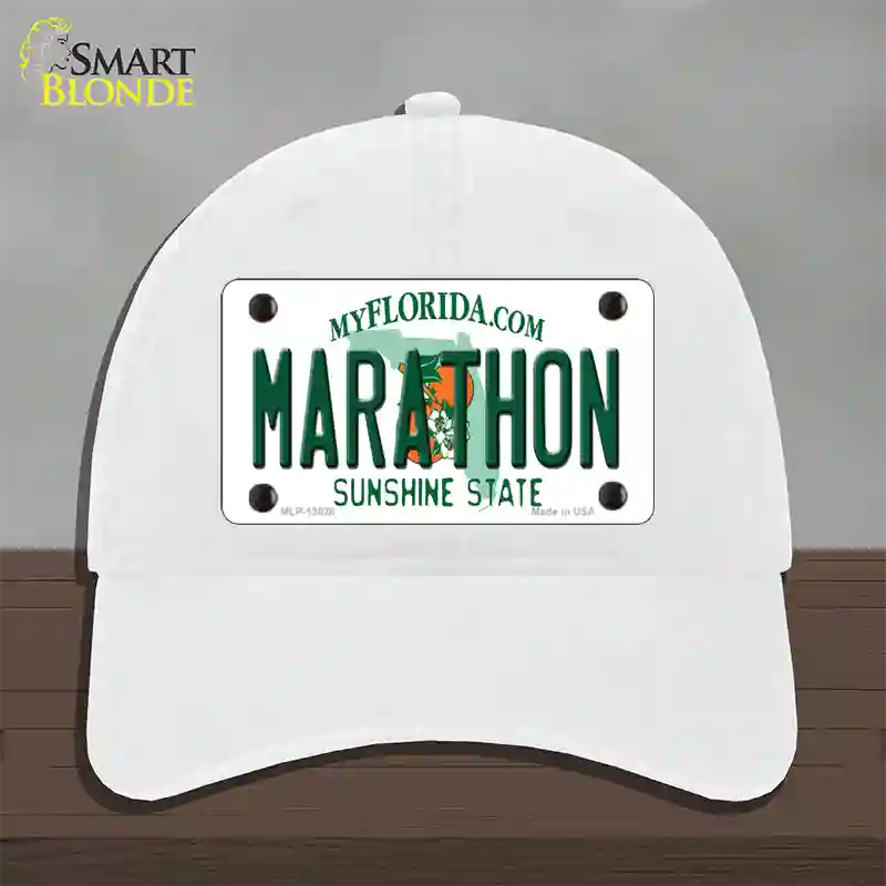 Marathon Florida Novelty License Plate Hat Tag Unconstructed Cotton White