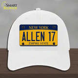 Allen 17 New York Novelty License Plate Hat Tag Unconstructed Cotton White