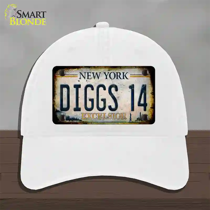 Diggs 14 Excelsior New York Rusty Novelty License Plate Hat Tag Unconstructed Cotton White