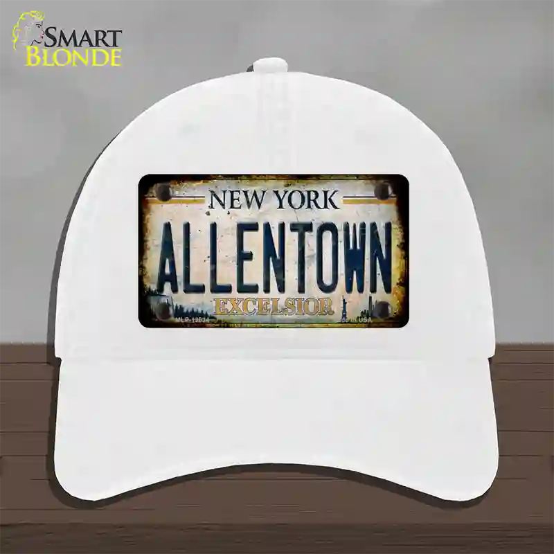 Allentown Excelsior New York Rusty Novelty License Plate Hat Tag Unconstructed Cotton White