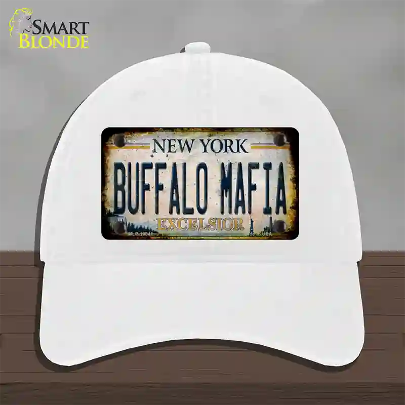 Buffalo Mafia Excelsior New York Rusty Novelty License Plate Hat Tag Unconstructed Cotton White