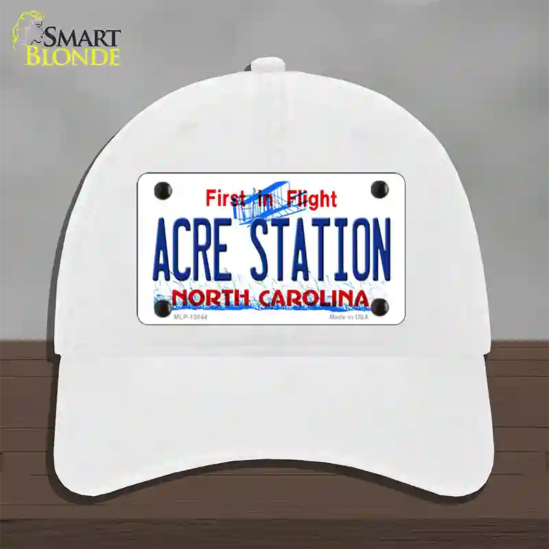 Acre Station North Carolina Novelty License Plate Hat Tag Unconstructed Cotton White