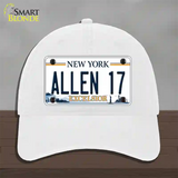 Allen 17 NY Excelsior Novelty License Plate Hat Tag Unconstructed Cotton White