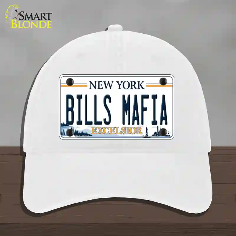 Bills Mafia NY Excelsior Novelty License Plate Hat Tag Unconstructed Cotton White