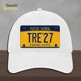 Tre 27 New York Yellow Novelty License Plate Hat Tag Unconstructed Cotton White