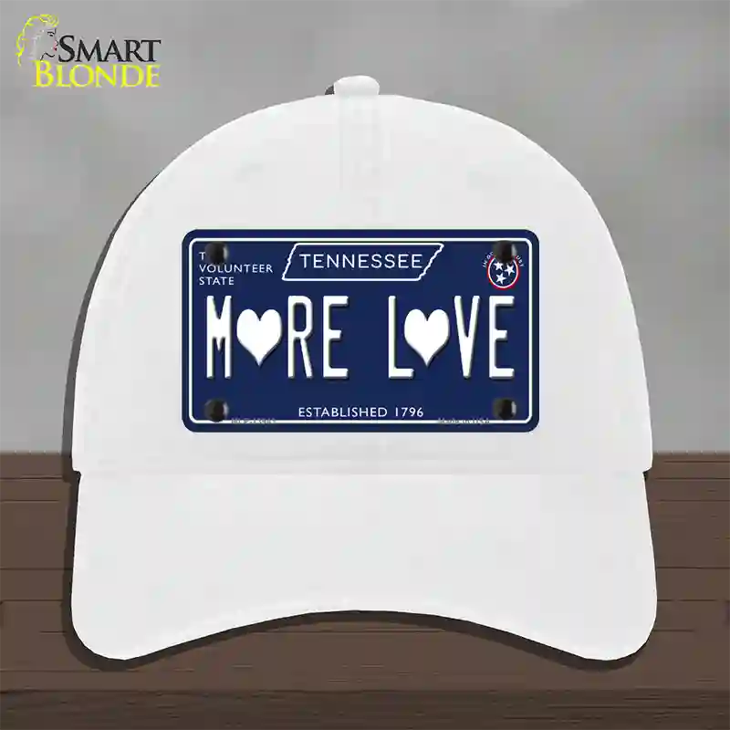 More Love Hearts Tennessee Blue Novelty License Plate Hat Tag Unconstructed Cotton White