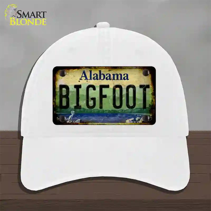 Bigfoot Alabama Novelty License Plate Hat Tag Unconstructed Cotton / White