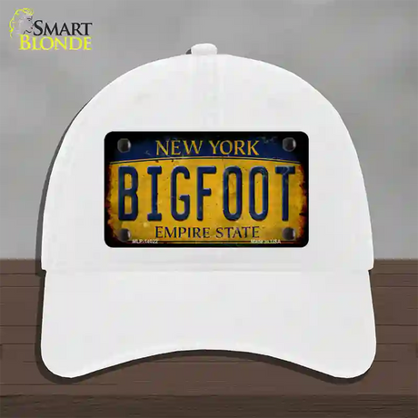 Bigfoot New York Novelty License Plate Hat Tag Unconstructed Cotton / White