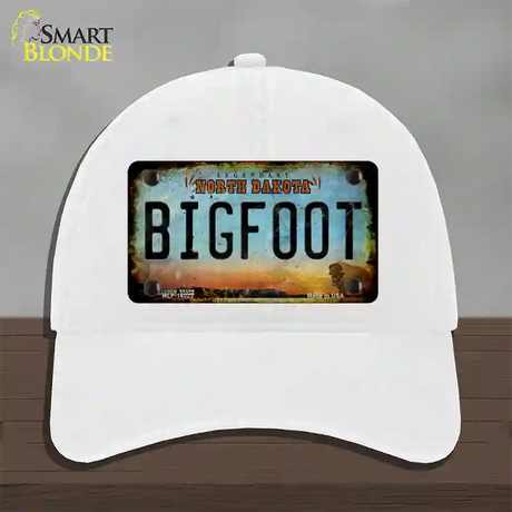Bigfoot North Dakota Novelty License Plate Hat Tag Unconstructed Cotton / White