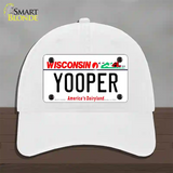 Yooper Wisconsin Novelty License Plate Hat Unconstructed Cotton / White