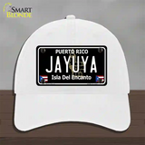 Jayuya Puerto Rico Black Novelty License Plate Hat Unconstructed Cotton / White