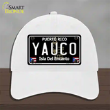 Yauco Puerto Rico Black Novelty License Plate Hat Unconstructed Cotton / White