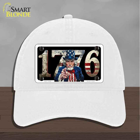 1776 Uncle Sam Novelty License Plate Hat HAT-MLP-14548 Unconstructed Cotton White
